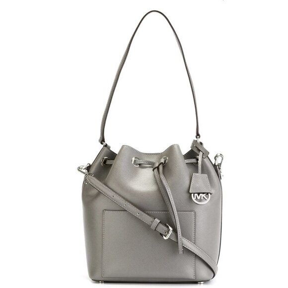 Michael Kors Greenwich Saffiano Bucket Bag GRAY CROSSBODY - Picture 1 of 16